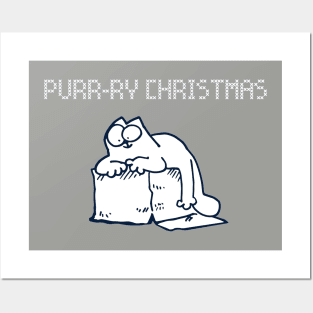 Simon's Cat Purry Christmas Red Posters and Art